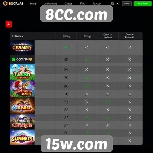 Comparação entre 8CC.com e outros sites de jogos